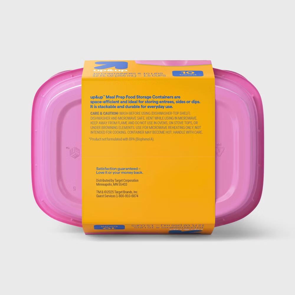 Food Storage Containers Deli/Snack - 12oz/10pk - Pink