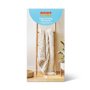 Large Knit Blanket Craft Kit Cream - Finger Knitting Yarn DIY Art Kit for Adults