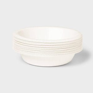 White Disposable Paper Bowls - 30ct - Round Shape, Solid Pattern, 12oz Capacity, Non-Toxic