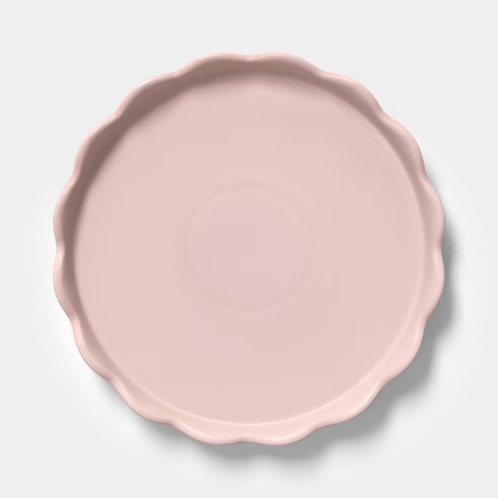 9" Round Scalloped Ceramic Tray Pink - Image 2