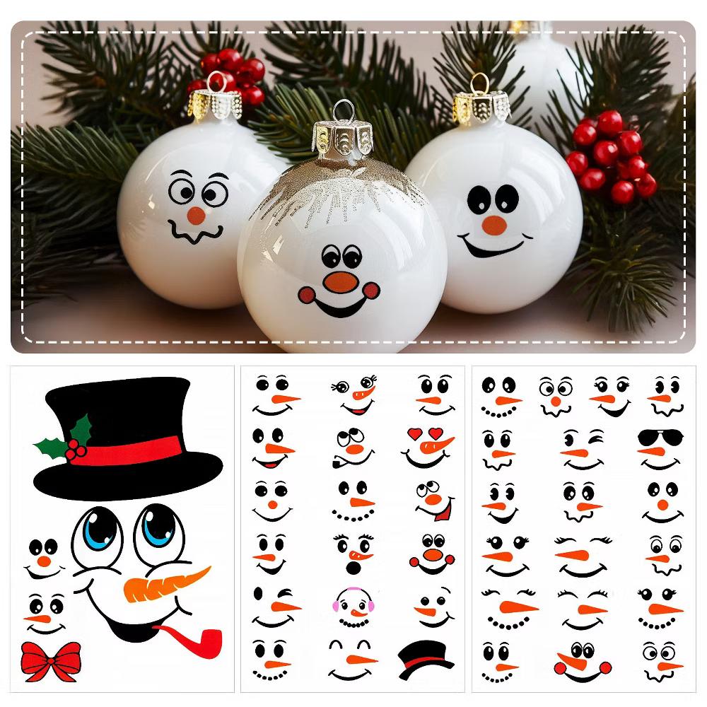 Snowman Face Stickers for Crafts, Christmas Decoration for Windows, Refrigerators, Water Bottles, Cups - Image 12