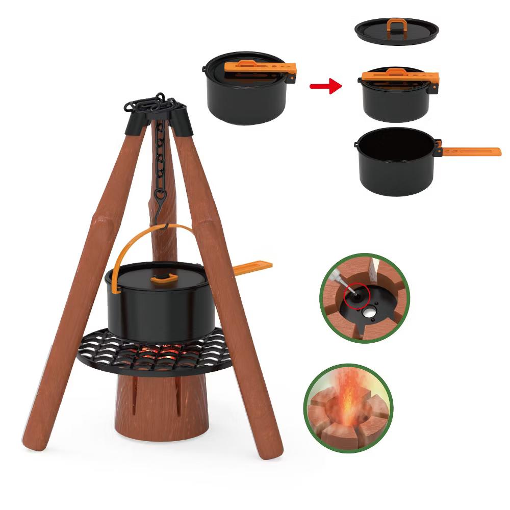 Contixo Kids Camping Set, 34-Piece Pretend Play Outdoor Adventure Kit with BBQ Stove, Lantern, Food, Table & Explorer Gear For Girls Boys Ages 3-6 - Image 6