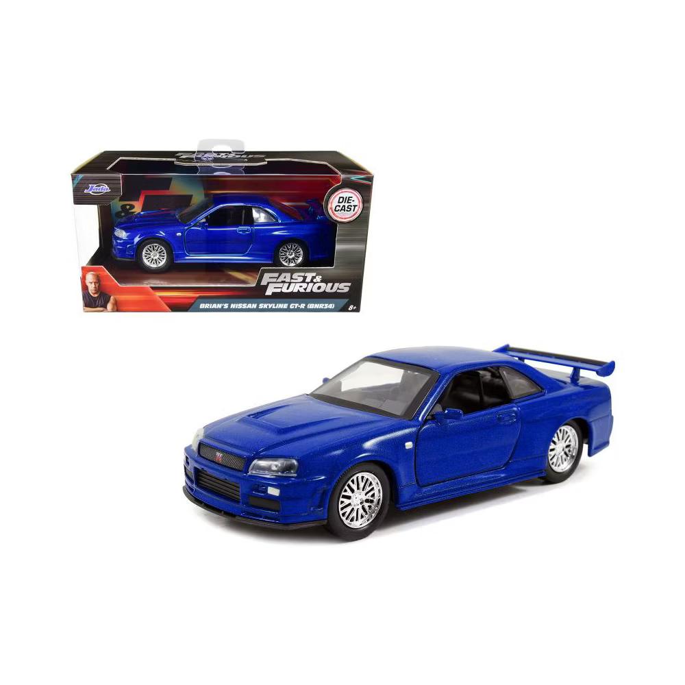 Brian's Nissan Skyline GT-R R34 Blue Fast & Furious" Movie 1/32 Diecast Car Model by " - Image 6
