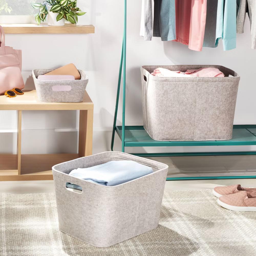 Rectangle Felt Basket with Stitching - Image 16