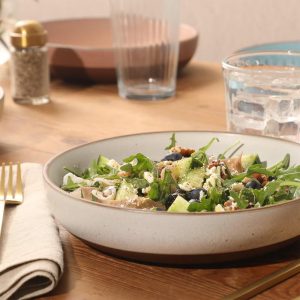 William Crest 4pc 8.5" Stoneware Dinner Bowls, Reactive Glaze, Large Soup/Pasta/Salad, Microwave & Dishwasher Safe