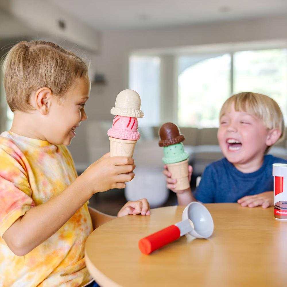 Scoop and Stack Ice Cream Cone Magnetic Pretend Play Set: Creative Thinking Toy Kitchen Accessories