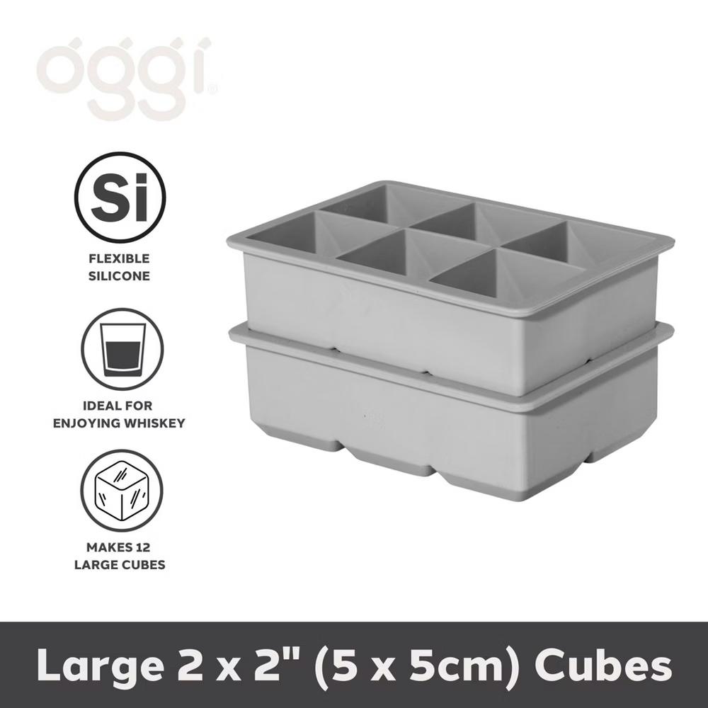 Oggi (Set of 2) Large Square 6 Cube Ice Trays Gray - Image 6