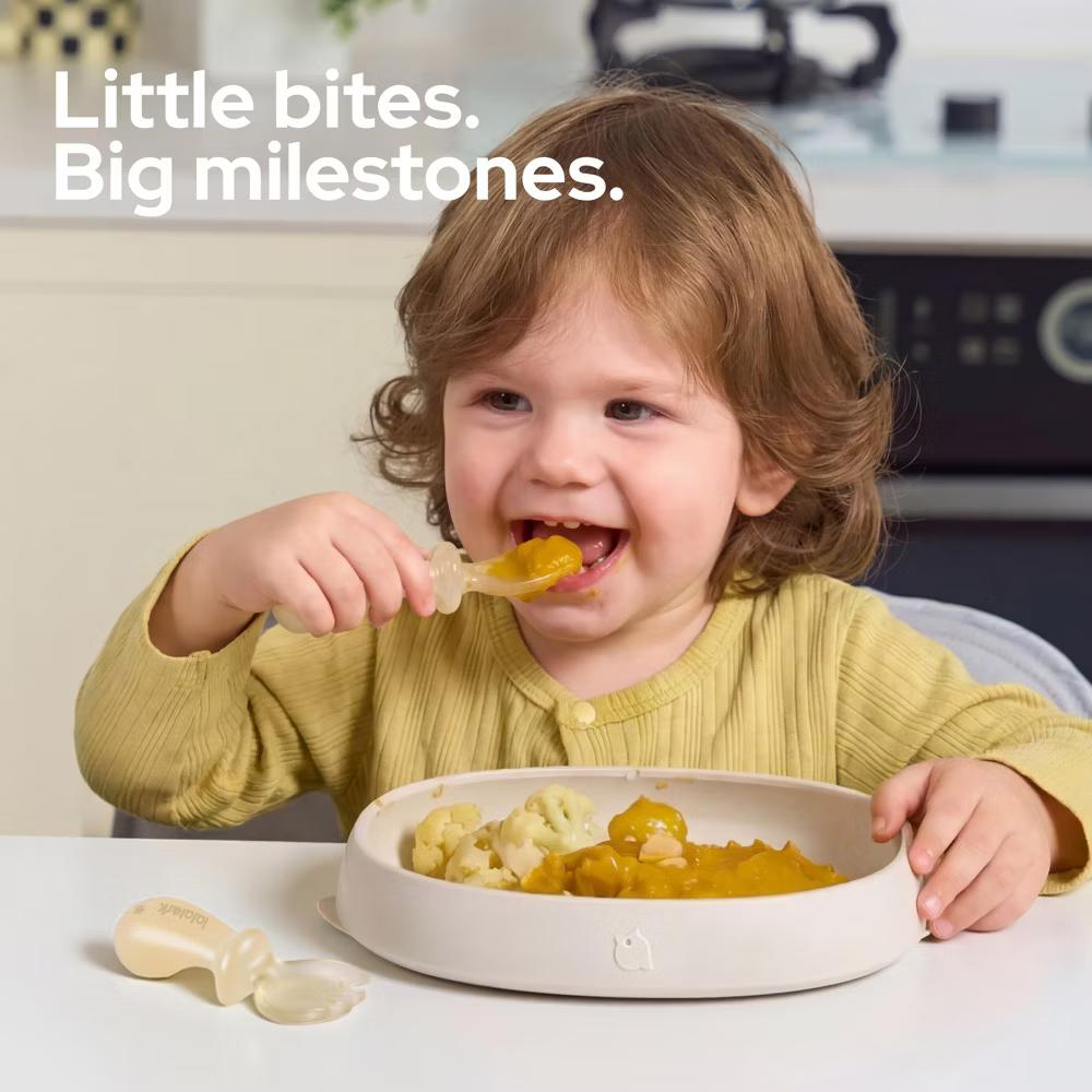 4 PCS Toddler Plates with Suction Base Spoons & Fork Baby Divided Dishes for 0 1 2 3 Years Old PPSU & Food Grade Silicone BPA Free Oat Milk - Image 10