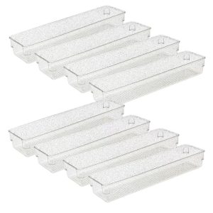 Trio Home Draw Organizers, Storage Bins for Makeup, Bedroom, Kitchen Gadgets Utensils and Office, Bathroom and Vanity Drawer Organizer Trays