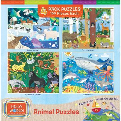 Jigsaw Puzzle Set - Hello World Animals 4-Pack 100 Pieces - Image 2