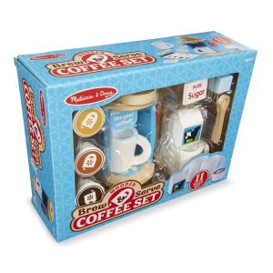 11-Piece Brew and Serve Wooden Coffee Maker Set - Play Kitchen Accessories
