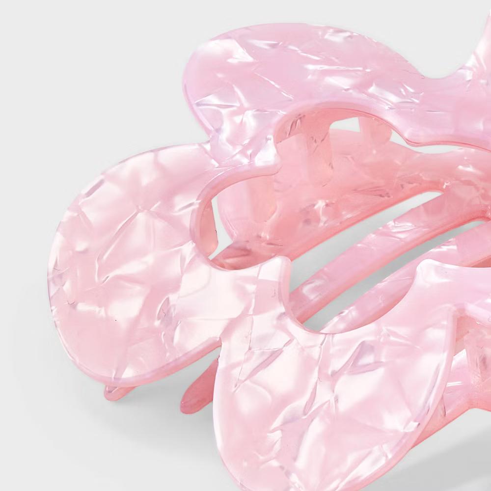 Marble Flower Shape Shovel Claw Hair Clip - Pink - Image 3