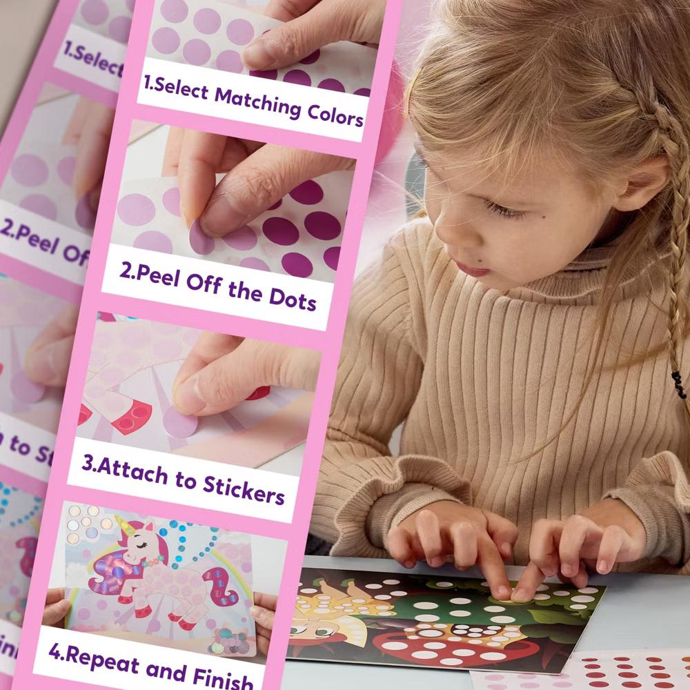 Unicorns & Princess Dot Art Paper Craft Kit for Girls Age 3+ No Mess DIY Stickers Kids School Arts & Crafts Supplies Birthday Gifts Party favors - Image 4