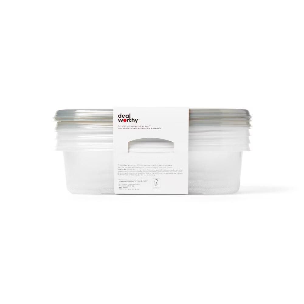 Medium Rectangle Food Storage Containers - 76 fl oz/4ct - Stackable Design, BPA-Free - Image 3