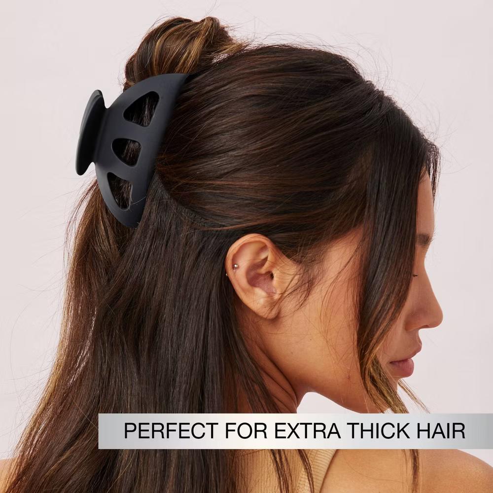 No-Slip Grip Recycled Extra Large Claw Clip - Matte Black - Extra Thick Hair - Image 6