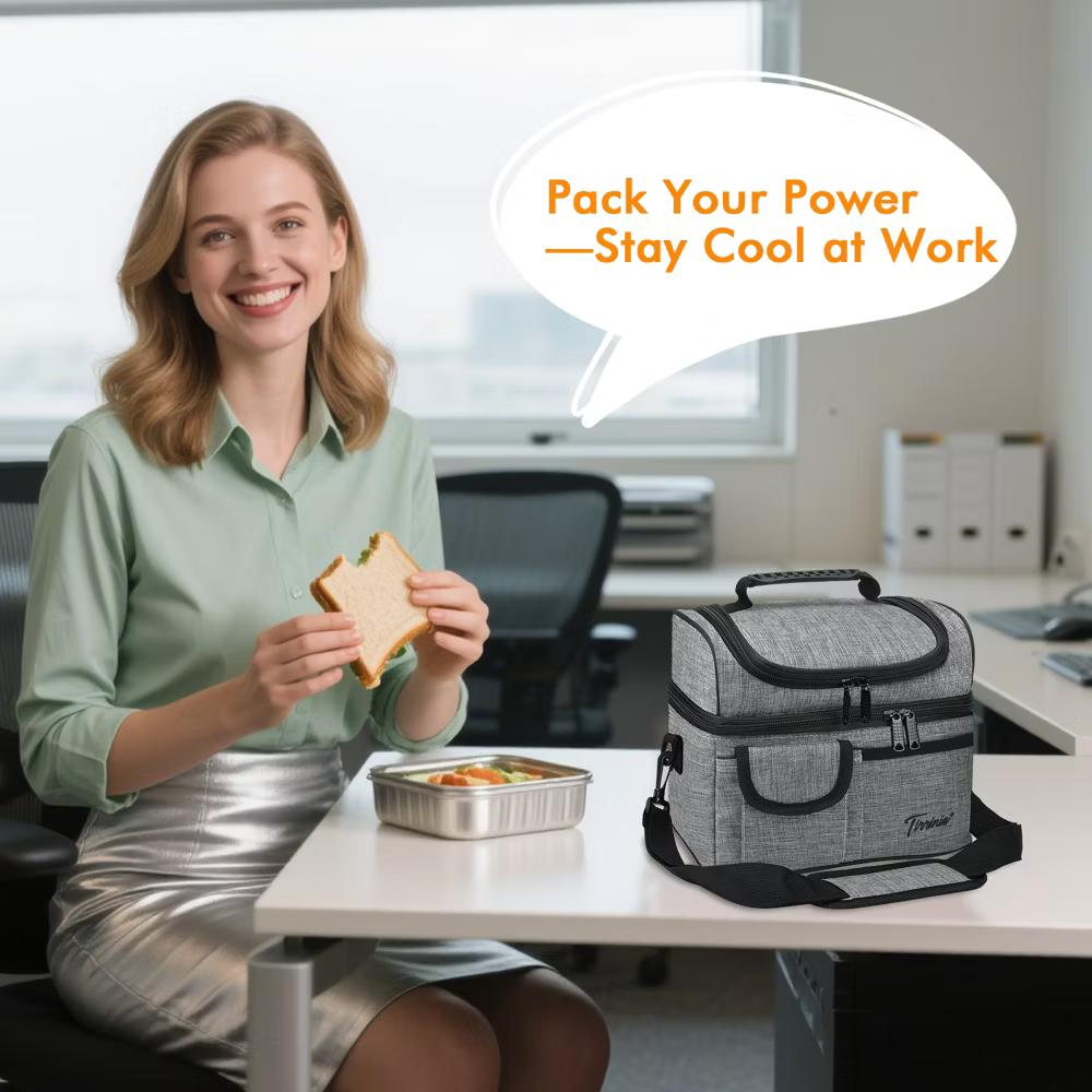 Dual Compartment Insulated Lunch Bag, Leakproof Lunch Tote with Front Pocket, Insulated Lunch Cooler Bag with Back Mesh Pocket - Image 28