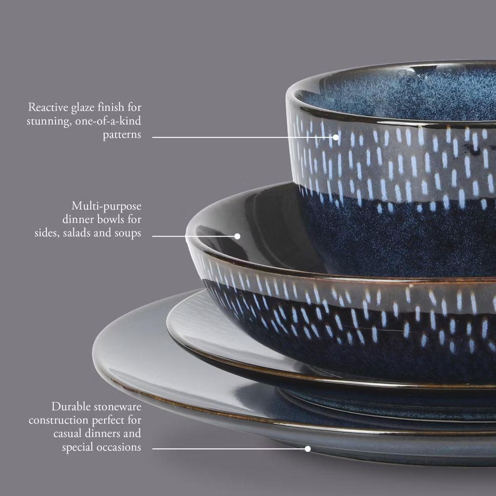 Matisse 16-Piece Reactive Stoneware Double Bowl Dinnerware Set - Image 7
