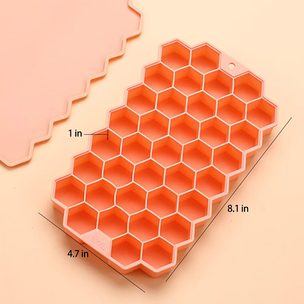 Alilang 2-Piece Honeycomb Ice Cube Tray - 37-Grid Flexible Mold with Spill-Resistant Lid - Image 11