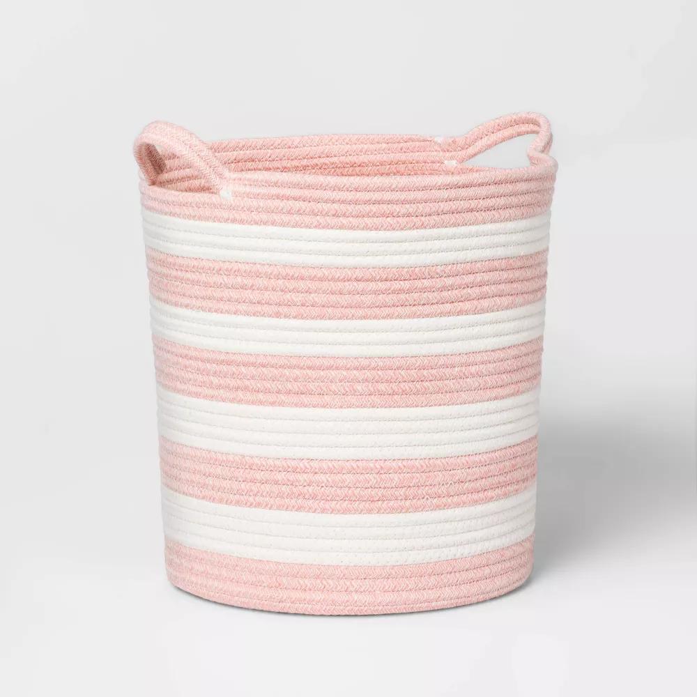 Striped Coiled Kids' Rope Basket - Image 19