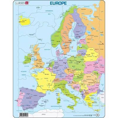 Larsen Puzzles Europe Map Kids Jigsaw Puzzle - 37pc: Geography Travel Educational Paperboard