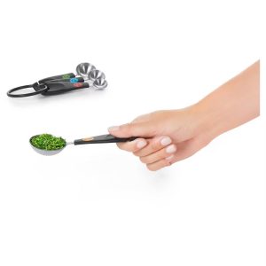 Stainless Steel Measuring Spoons: 5-Piece Set, Dishwasher-Safe, Includes Teaspoon & Tablespoon, Black