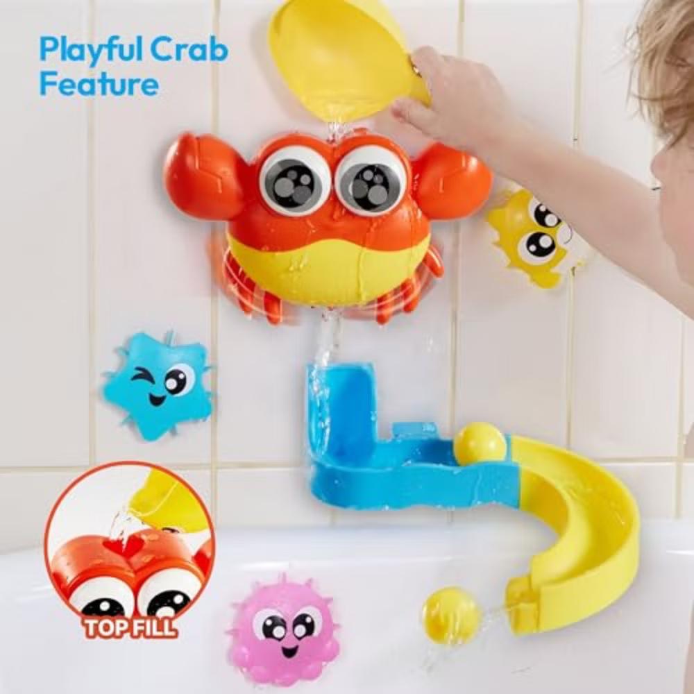 7-in-1 Bath Toy for Kids, Interactive Water Play with Crab, Whale, Fish & Slide Track for Toddlers, Pour Spray Bathtub Toys, Kids Birthday Gift - Image 7