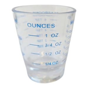 Handy Housewares Easy-Read Clear Plastic Measuring Shot Glass, Measure in Ounces, Tablespoons, Teaspoons, and Milliliters