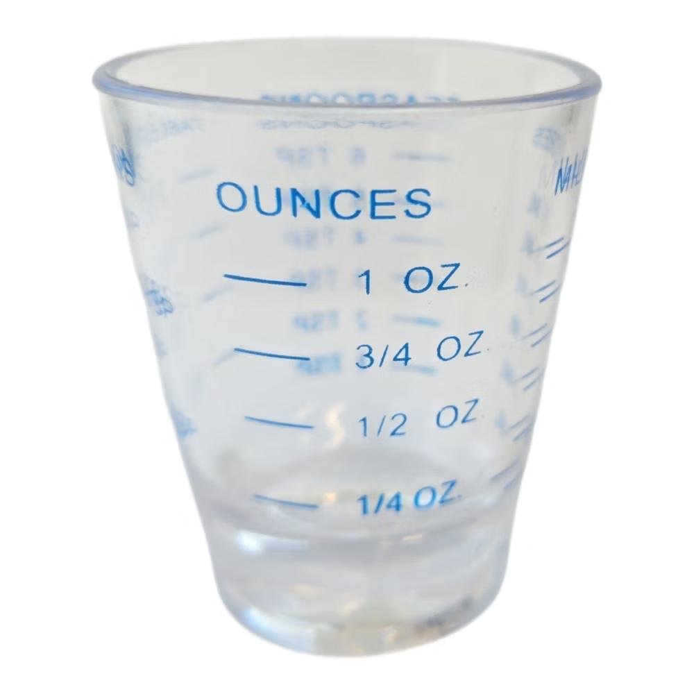 Handy Housewares Easy-Read Clear Plastic Measuring Shot Glass, Measure in Ounces, Tablespoons, Teaspoons, and Milliliters