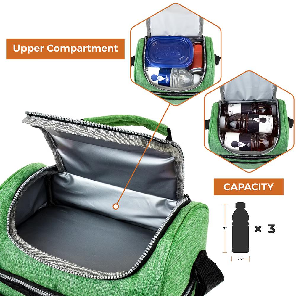 Double Decker Lunch Box Men Women, Insulated Leakproof Cooler Bag Adult Work, Dual Compartment Pail Tote Boys Girls Kids - Image 57