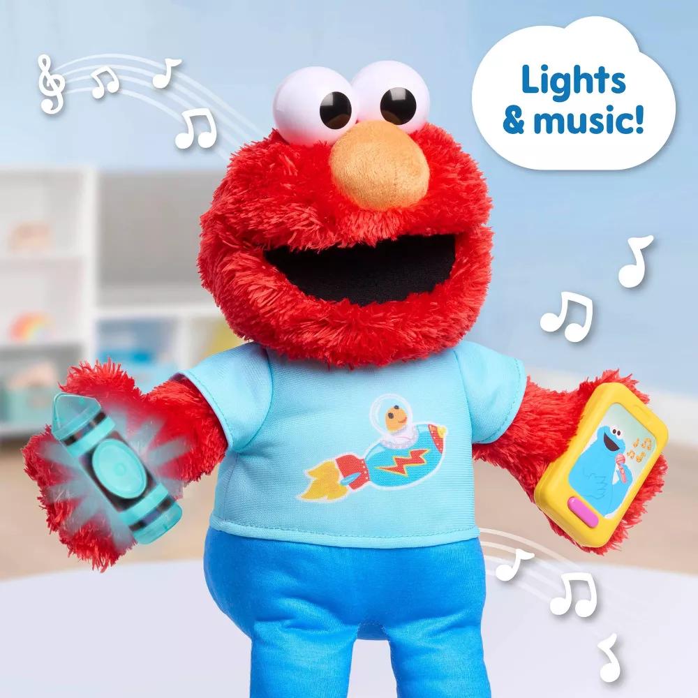 Learning Elmo Plush Toy, 13” Interactive Lights and Sounds Educational Stuffed Animal - Image 3