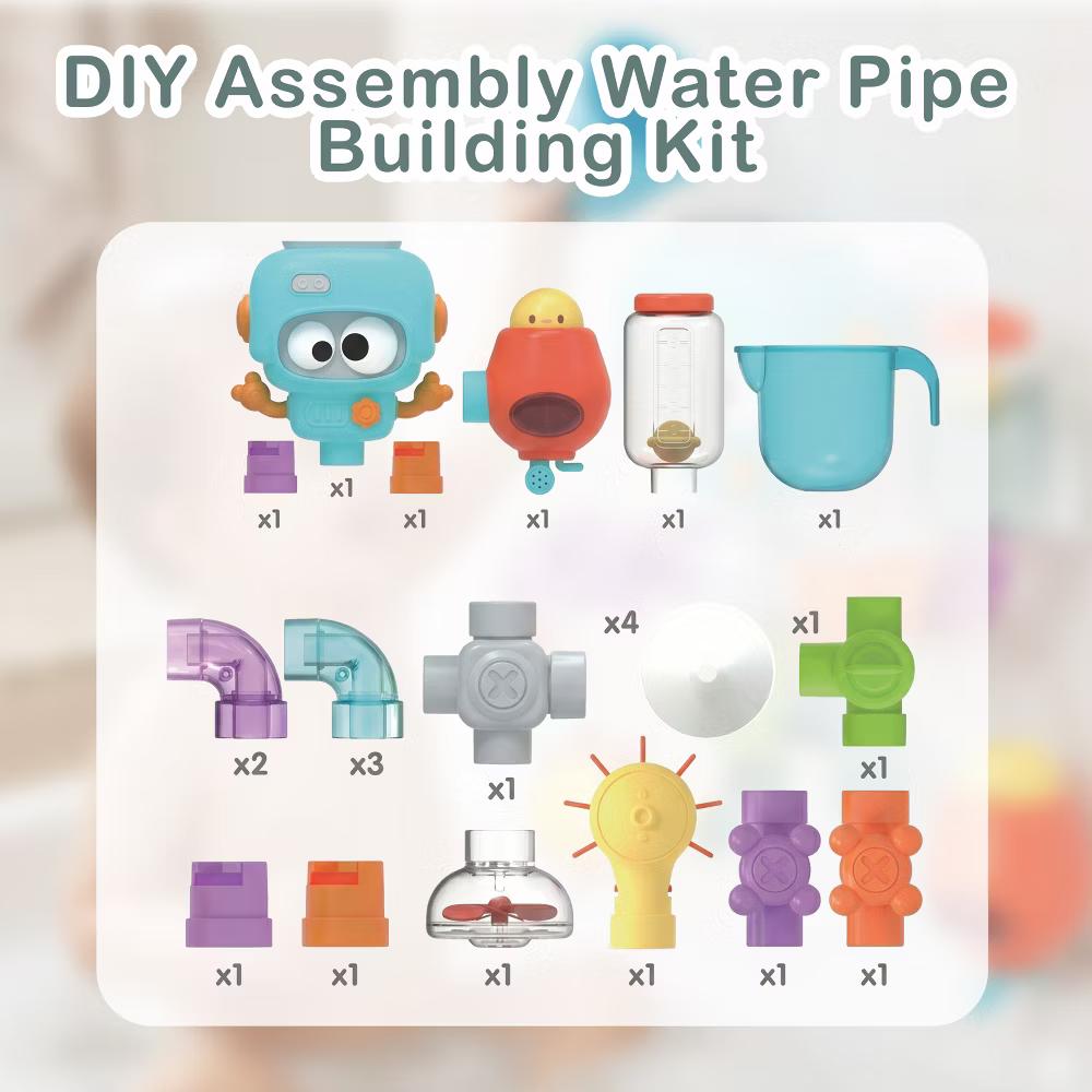 Build & Splash Baby and Toddler Bath Toys, Educational Water Set with Valves & Tubing for Newborns and Infants STEM Building Baby Bath Toys - Image 6