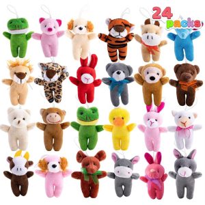 24 Pcs Small Stuffed Animals 3" Kids Party Favors Mini Plush Toys Bulk Animals Keychain Decoration for Boys Girls, Birthday Party Supplies