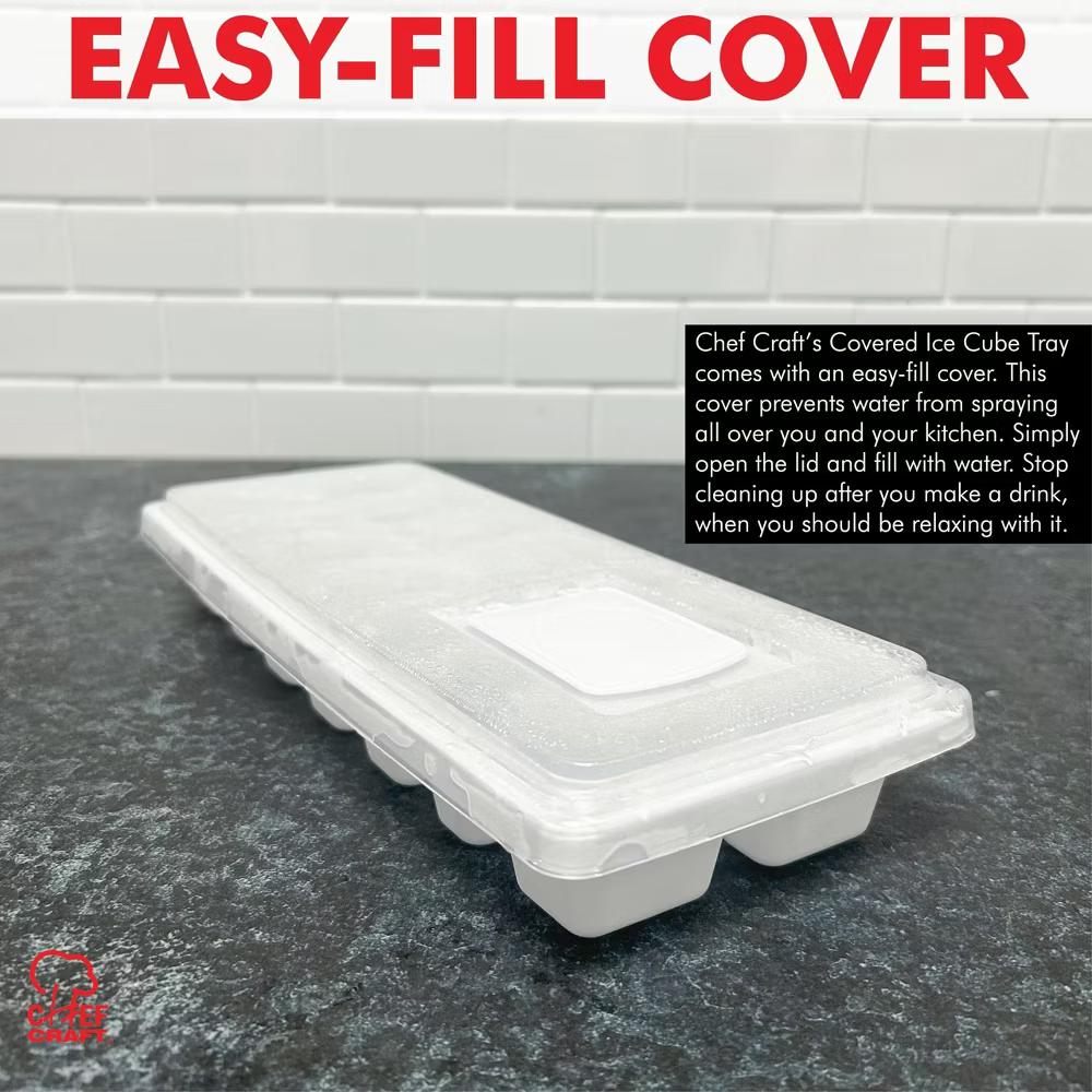 14-Cube Covered Ice Cube Tray with Easy Fill Lid - Image 3
