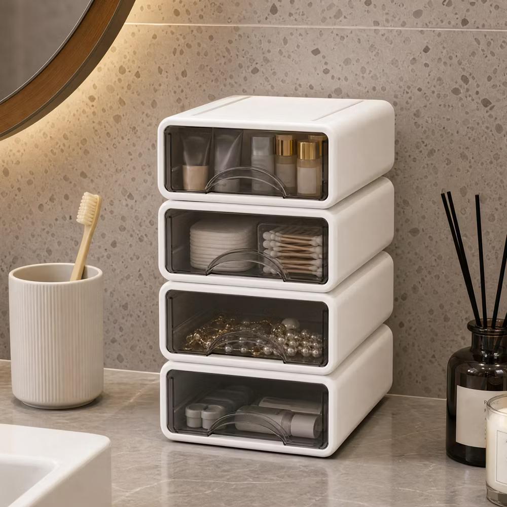 Stackable Storage Drawer with Dividers, Transparent PP Material Desktop Organizer, Durable Thickened Storage Container - Image 49