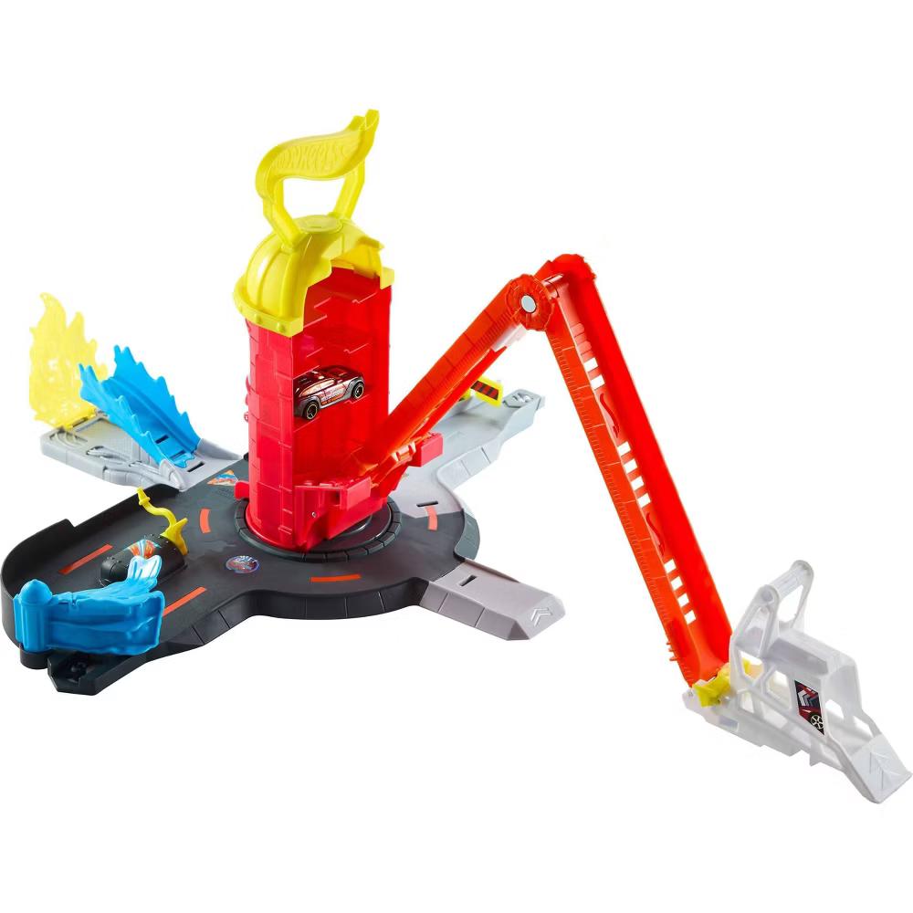 City Super Fire Station Rescue Playset and 1:64 Scale Toy Car Track Extends 16” - Image 3