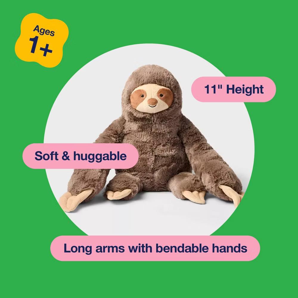 11" Sloth Stuffed Animal - Polyester, Zoo Animal, Ages 1+ - Image 5