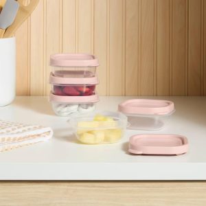 10pc (Set of 5) 1c Plastic Food Storage Container Set Pink