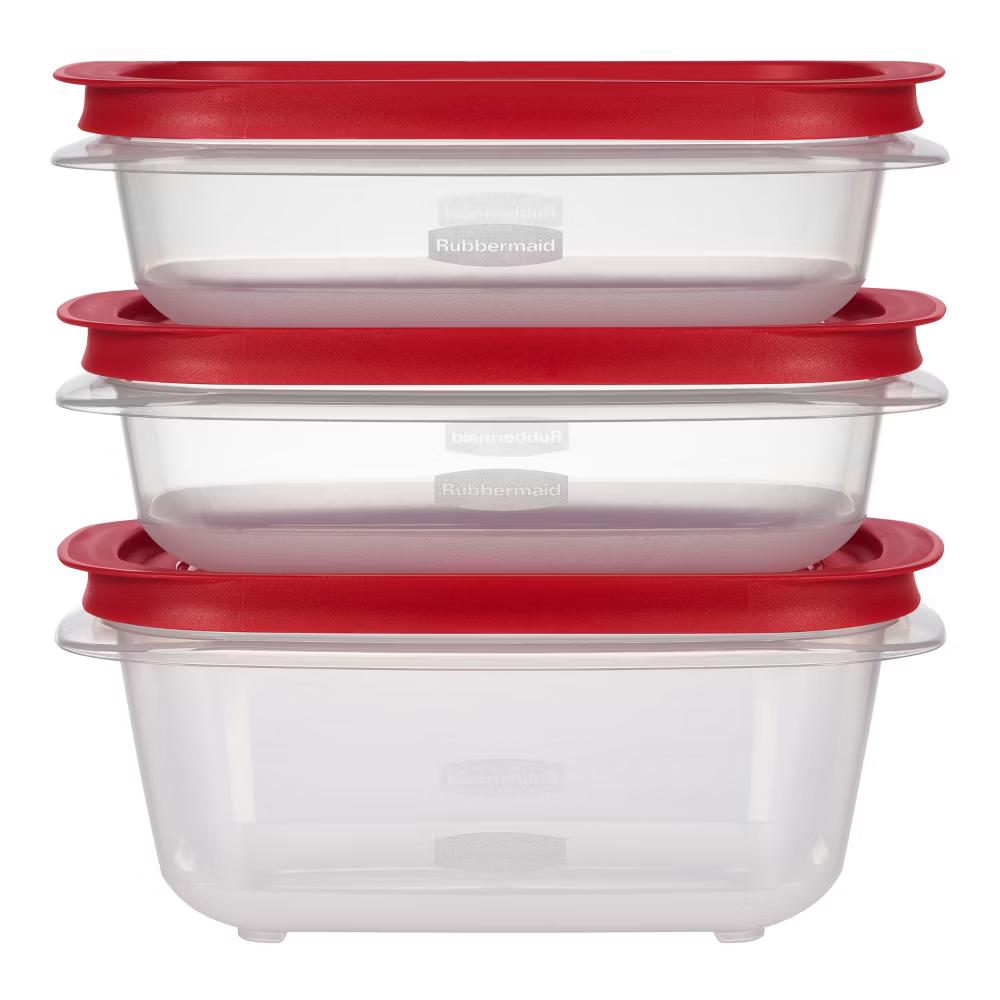 3pk Easy Store Value Medium Rectangle Food Storage Containers Red - Image 4
