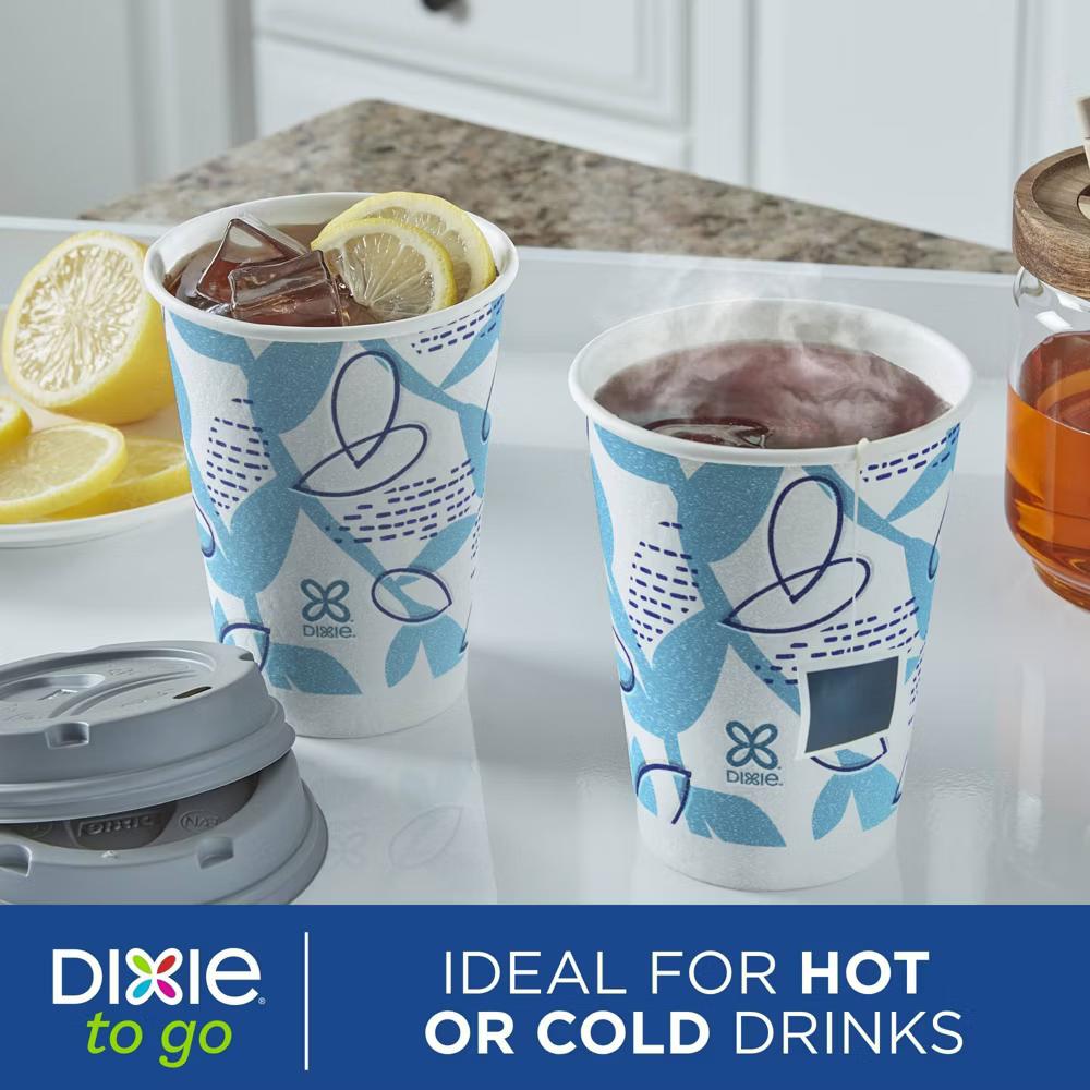To Go Disposable Hot Cups & Lids - 20ct/20oz: Insulated paper, assorted pattern - Image 3