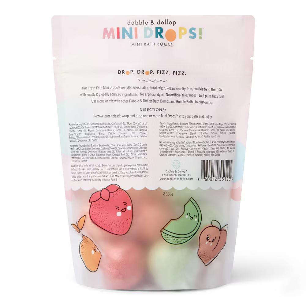 Dabble & Dollop Mini Bath Bombs - Fresh Fruit Variety - 12ct/0.8oz - Image 2