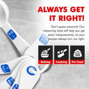 10 Piece Easy Read Measuring Cups & Spoons Set - White / Blue