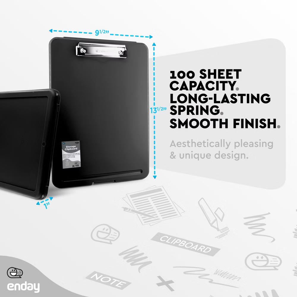 Clipboard with Storage, Letter Size Storage Clipboard with Compartments Case for Nurse Teachers Plastic Translucent Holds 100 Sheets - Image 3