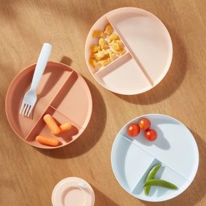 Kids' 6pc 7.4" Plastic Round Divided Plate - Microwave & Dishwasher Safe, Toddler Dining