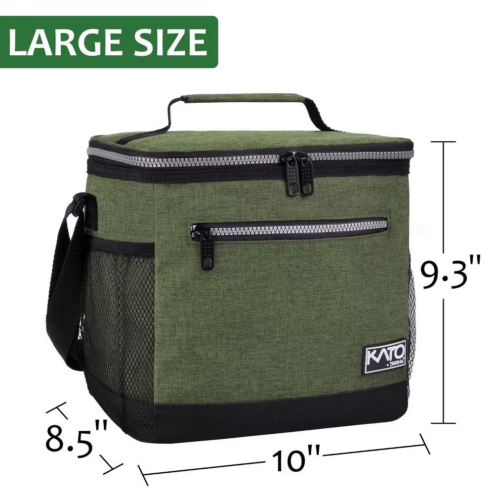 9.3" Insulated Lunch Bag with Water Bottle Pocket, Leakproof 20 Cans Lunch Tote with Front Zipper Pocket, Zipper Closure Lunch Box - Image 10