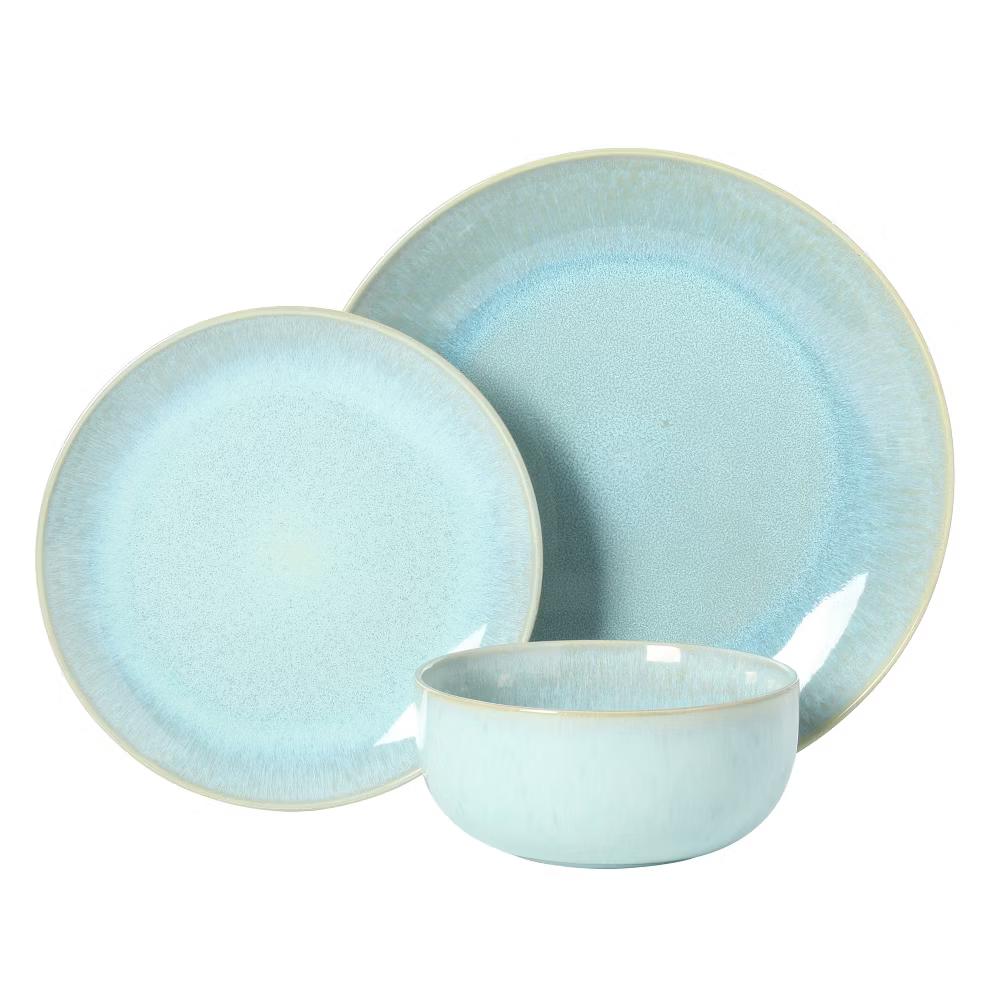 Pine Coast Plates and Bowls Sets, 12-Piece Stoneware Dinnerware Sets, Reactive Glaze Dish Set - Image 14