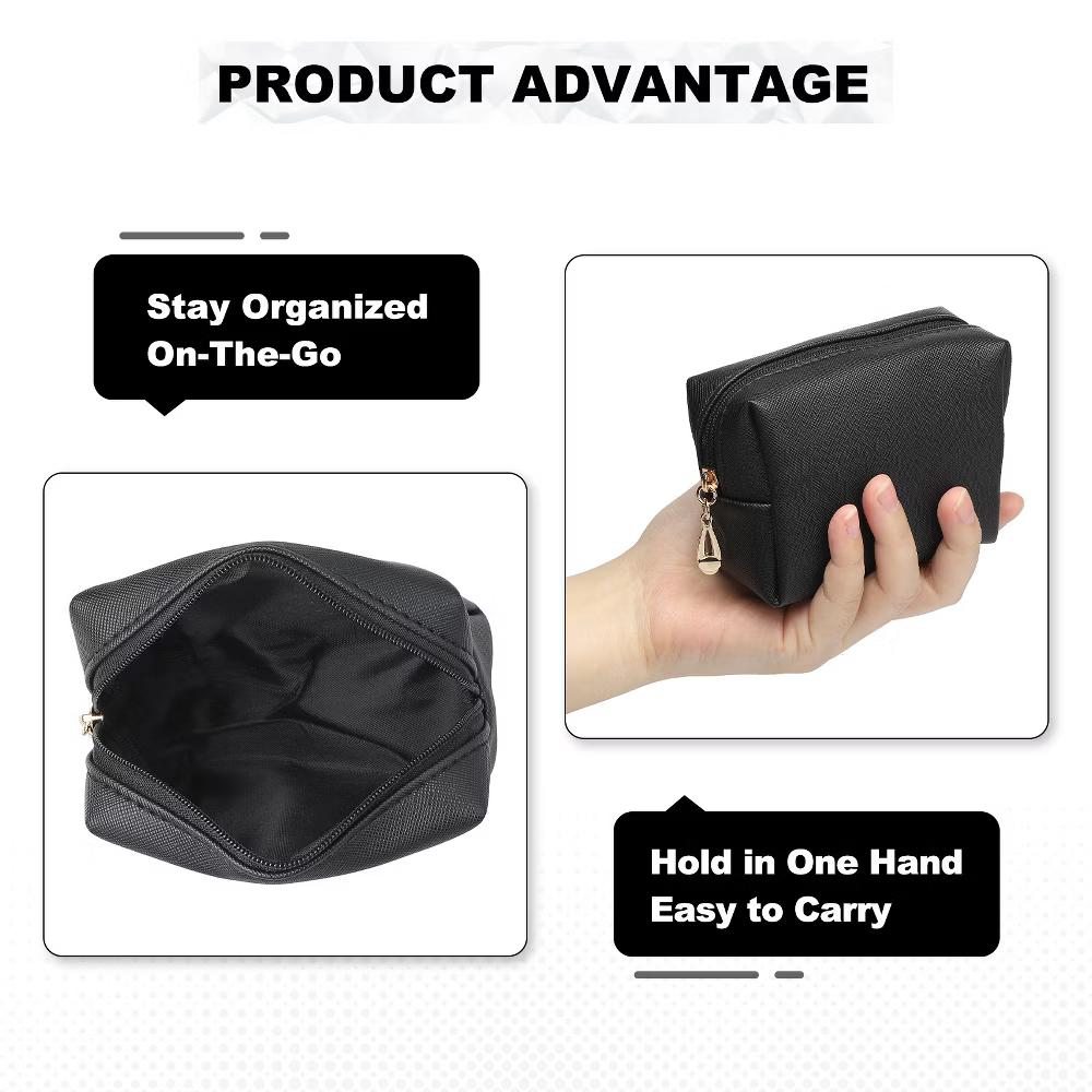PU Waterproof Cute Preppy Travel Toiletry Mini Makeup Bag 4" x 3" - Image 4