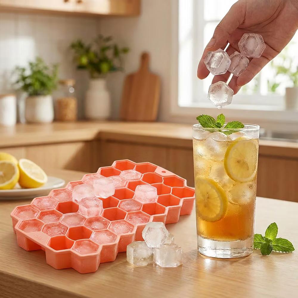 Alilang 2-Piece Honeycomb Ice Cube Tray - 37-Grid Flexible Mold with Spill-Resistant Lid - Image 9