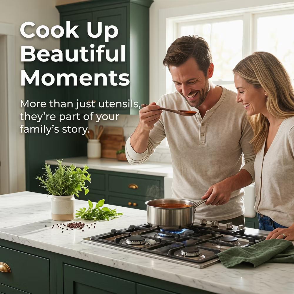 Essential Wood Solid Color Kitchen Gadgets Utensils for Home Cooking or Gift 6Pcs - Image 3