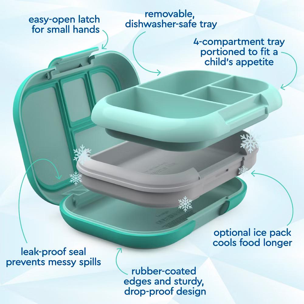 Kids' Chill Lunch Box, Bento-Style Solution, 4 Compartments & Removable Ice Pack - Image 23