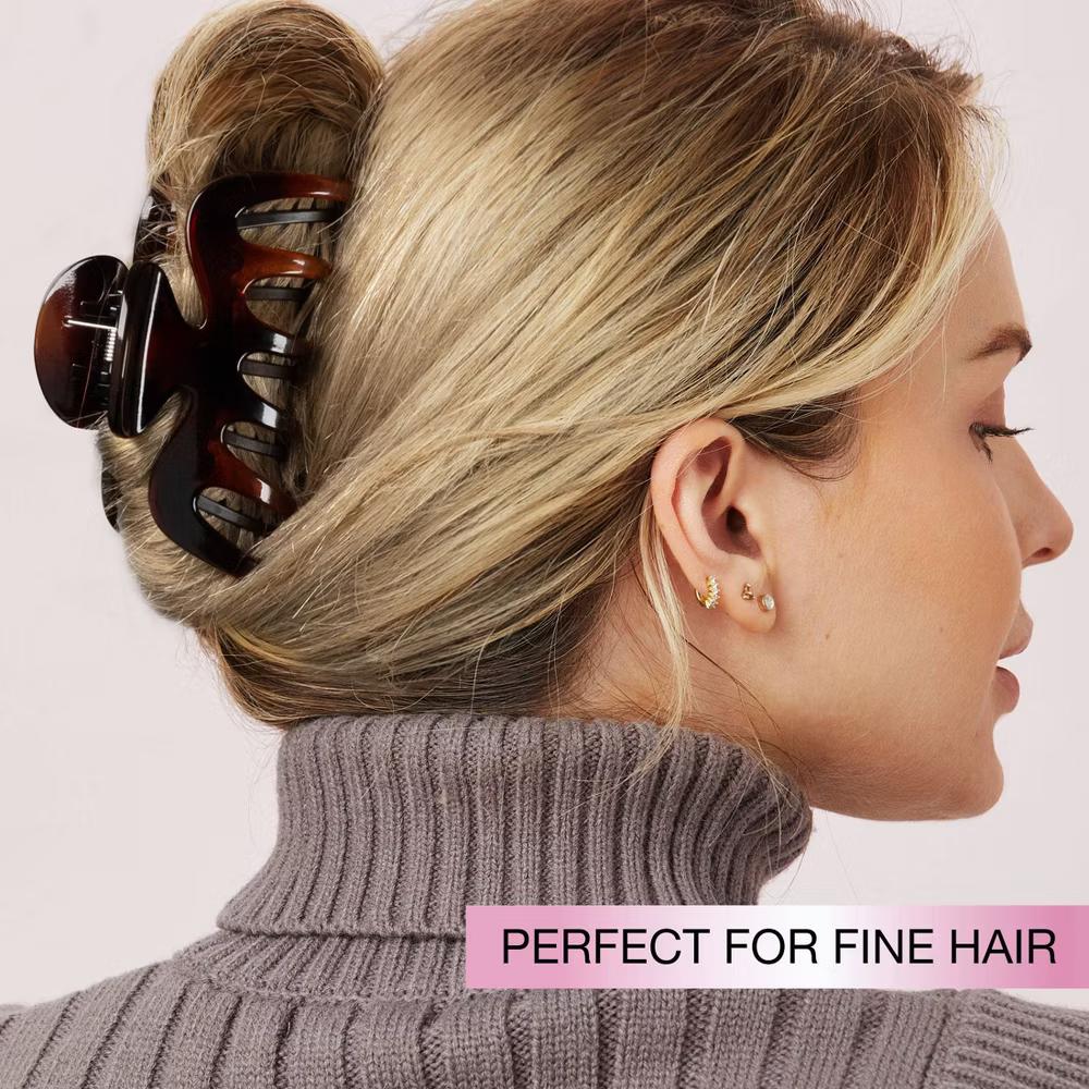 No-Slip Grip Extra Teeth Claw Clip - Brown - Fine Hair - Image 7